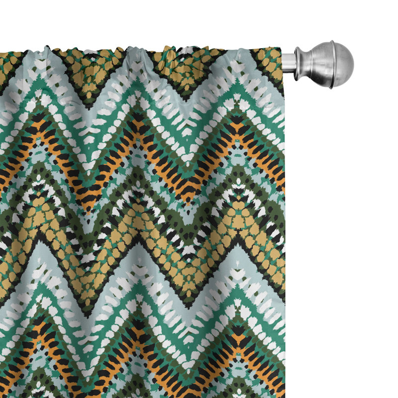 Ethnic Semi-Sheer Rod Pocket Curtain Panels, 28" x 63"