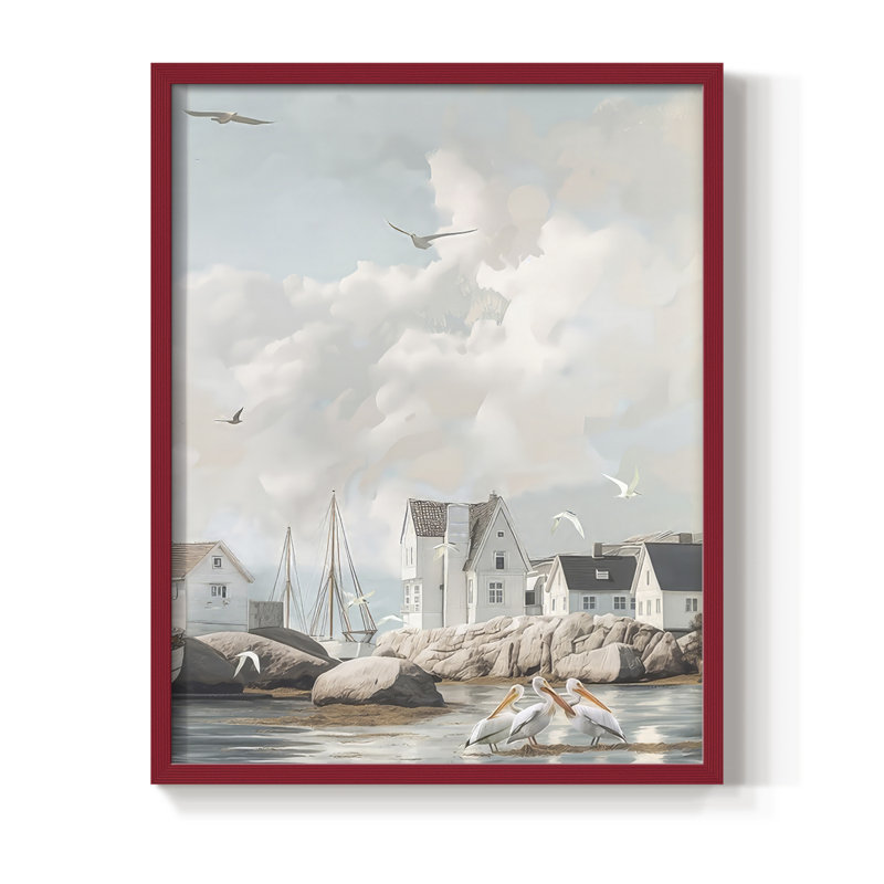 Fisherman's Way IV, reproduction encadrée - bois massif, H 21 po x l 17 po, Rouge