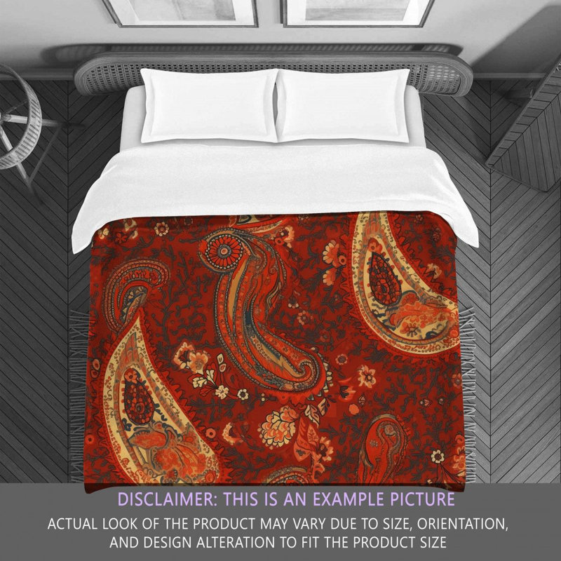 Botanical Orange/Red Microfiber Comforter, Twin Extra Long