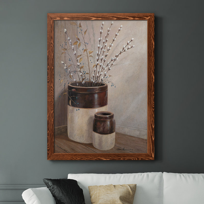 Peinture sur toile, "Pussywillows and Spring", H 31,5 po x l 23,5 po x P 1,5 po, Érable