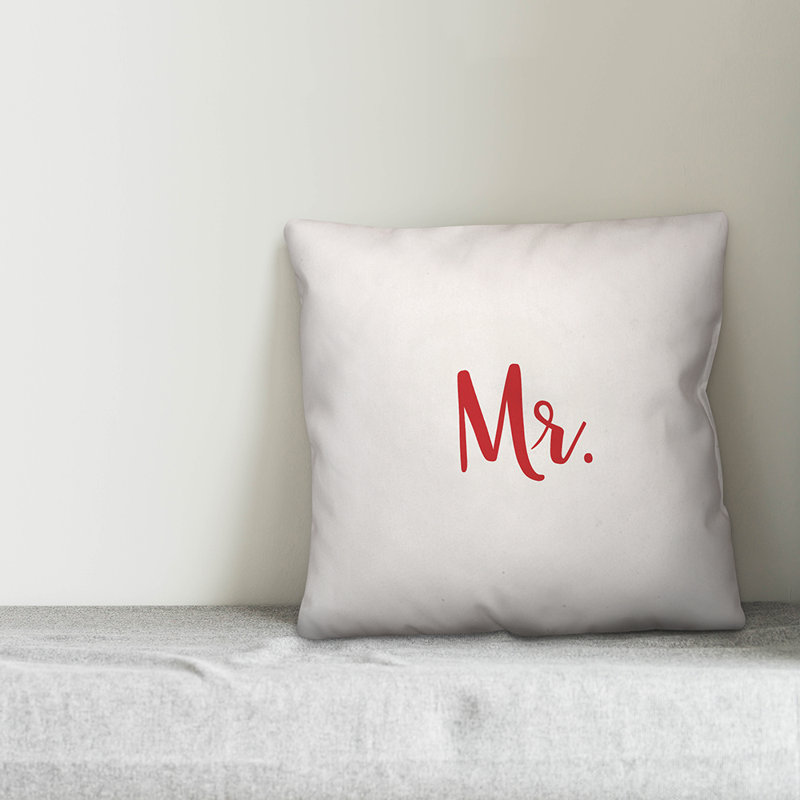  Coussin Mr., Blanc / rouge, Housse de coussin