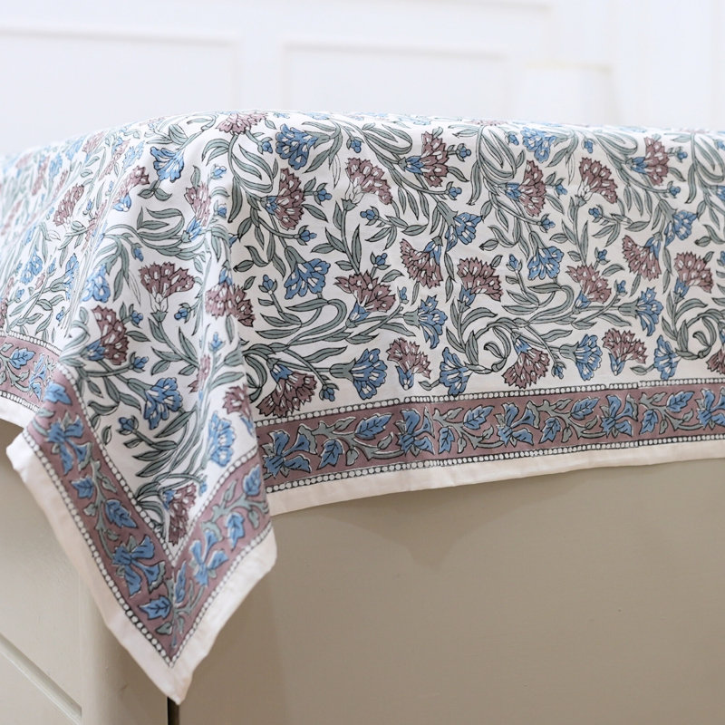 Fabdivine Pure Cotton Bedsheet Set – Handcrafted Comfort with Matching Pillow Covers, Thorny stem, Full Flat Sheet