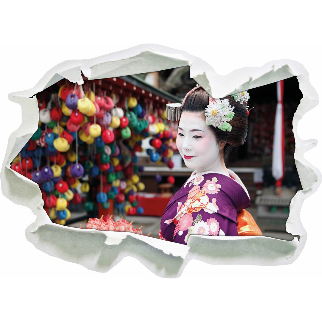 Anmutige Geisha mit Fächer Wandsticker