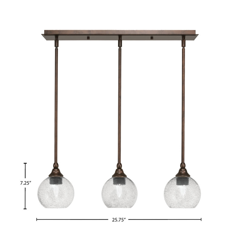 Luminaire suspendu linéaire 3 lumières, Bronze, H 7 po x l 25,75 po x P 5,75 po, Fumée