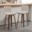 Tabouret de bar et de comptoir pivotant rembourré avec structure en bois massif et dossier en similicuir en forme de L-1724114235-1698719978