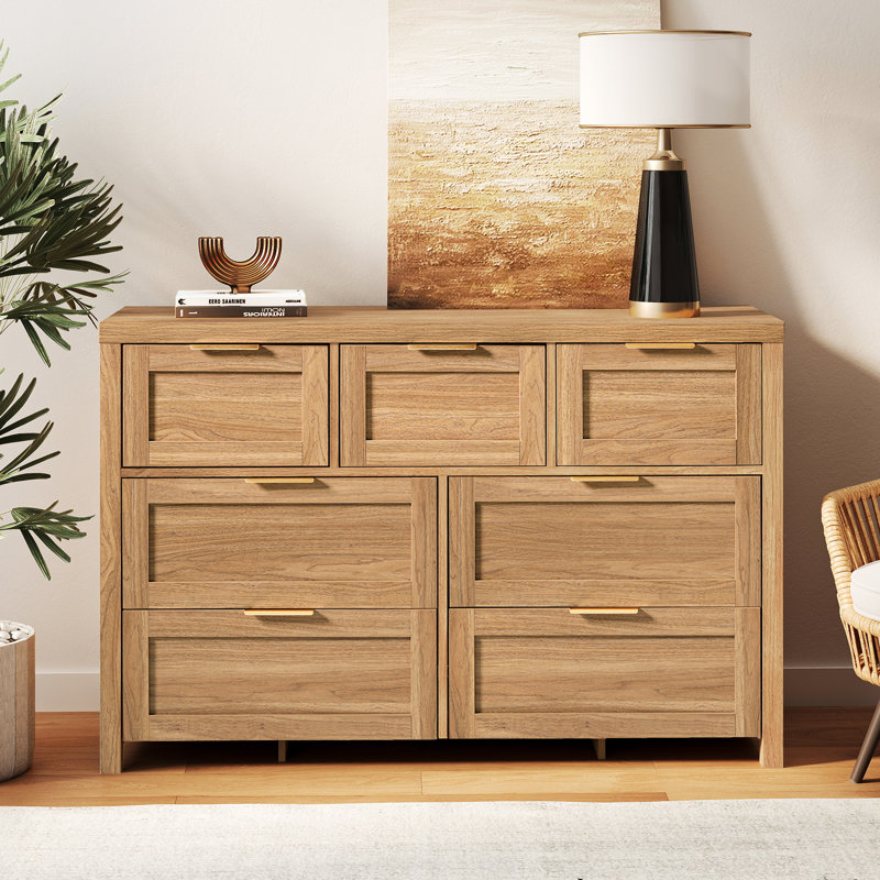 Allenside 47.24'' W 7 - Drawer Dresser, Natural Oak