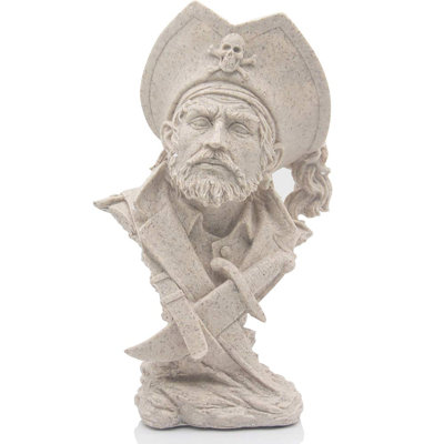 Sandstone Color Francis Drake Buccaneer Statue, Pirate Decorative Figurine, Tabletop Ornament for Living Room, Study, Collectible Gift for Men