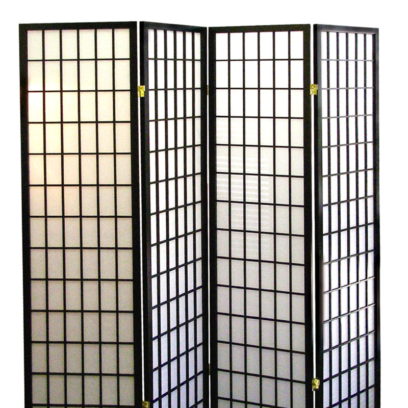 Cloison 70 po pour écran de 70 po de hauteur, paravent pliant de style japonais, Noir, noir, noir, noir, 4