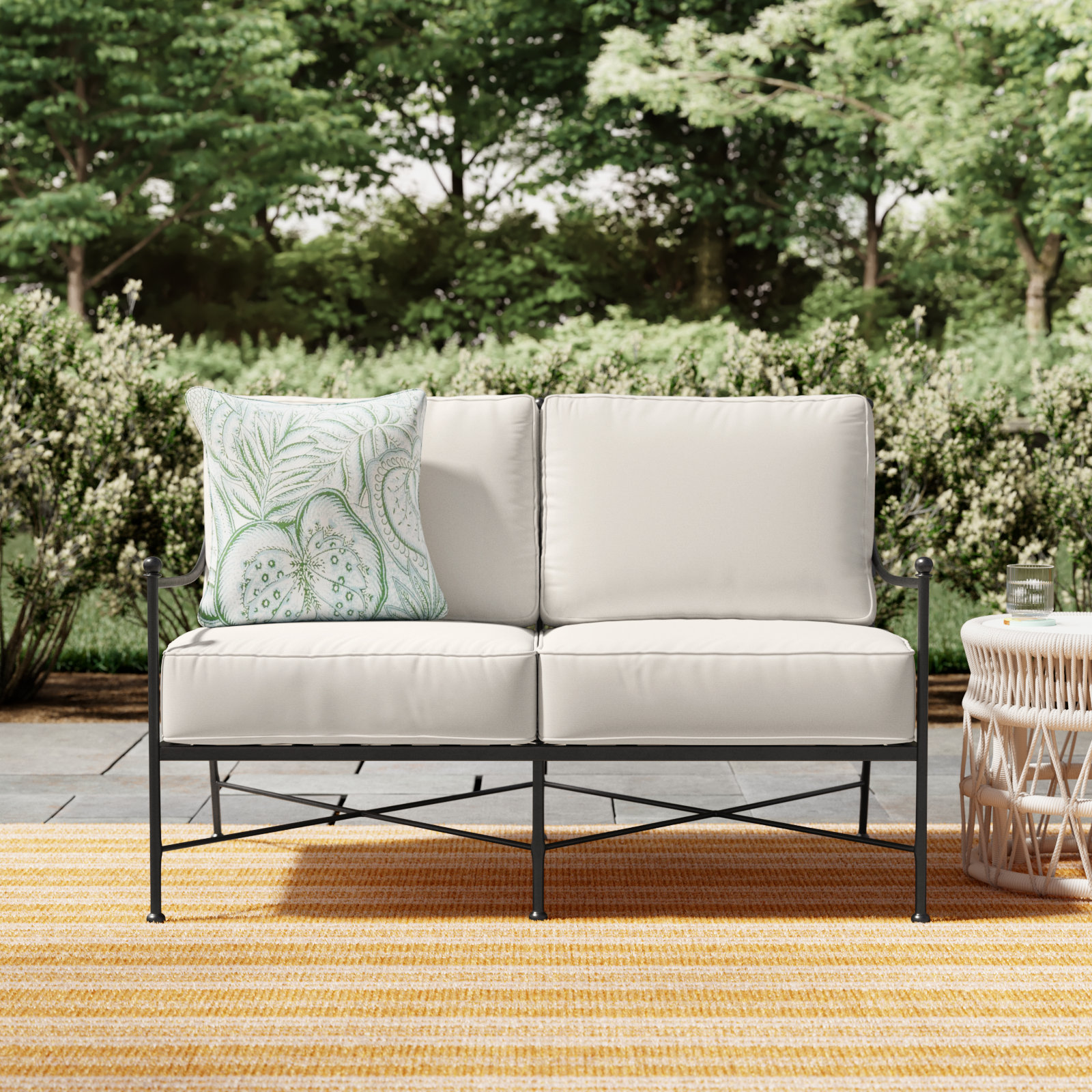 Lucier 52" Sunbrella® Patio Loveseat, Canvas Natural Sunbrella® Canvas