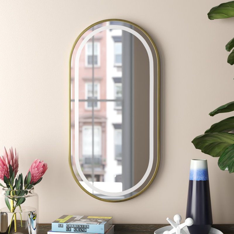 Ryckman Metal Oval Wall Mirror, Gold