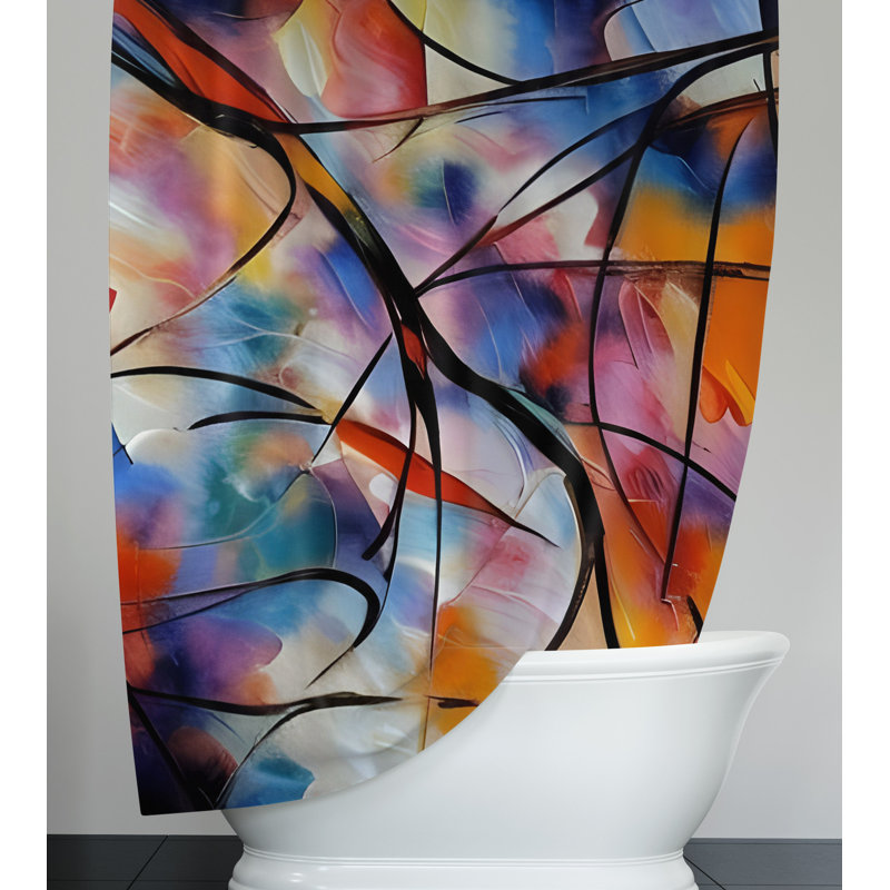 Rideau de douche abstrait Conoly, H 72 po x l 70 po