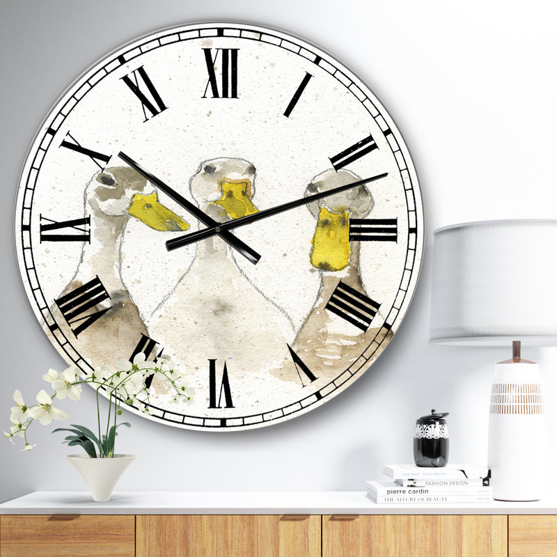 Trois canards blancs - horloge murale surdimensionnée, Petit