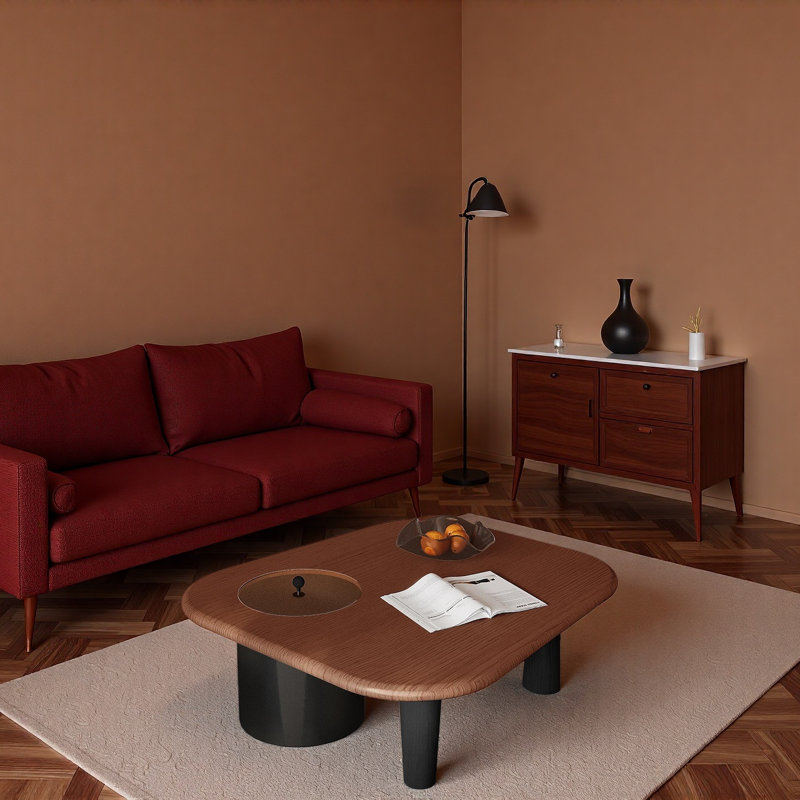 Table basse Italian, H 13,8 po x L 27,6 po x l 27,6 po, Brun