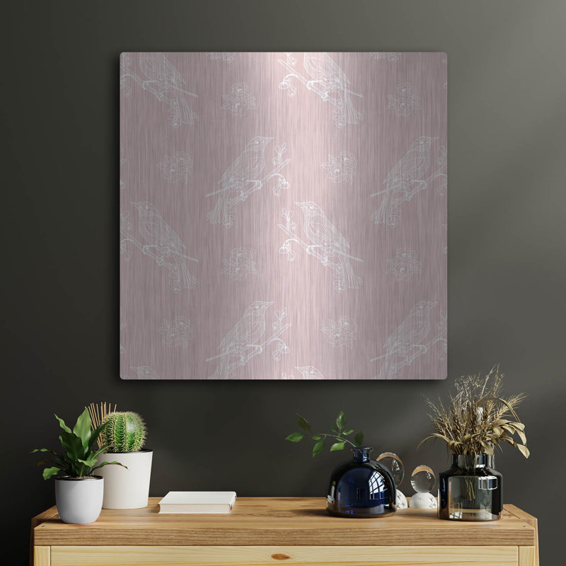 "Oiseau pur sur fond rose" par Sabrina Balbuena, H 24 po x l 24 po