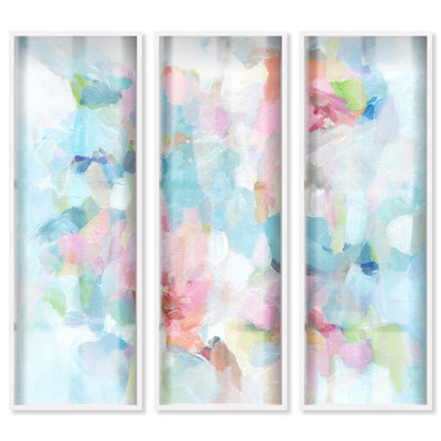 Pastel Layers - Ira Comleva Rotherham, grande reproduction sous verre en trois parties par Art Remedy, cadre blanc, 16 x 48