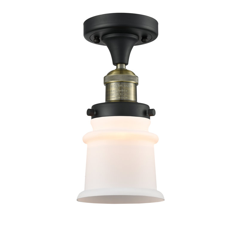 Alexandira Glass Semi Flush Mount, No Bulb Included, Matte White Cased, Black Antique Brass