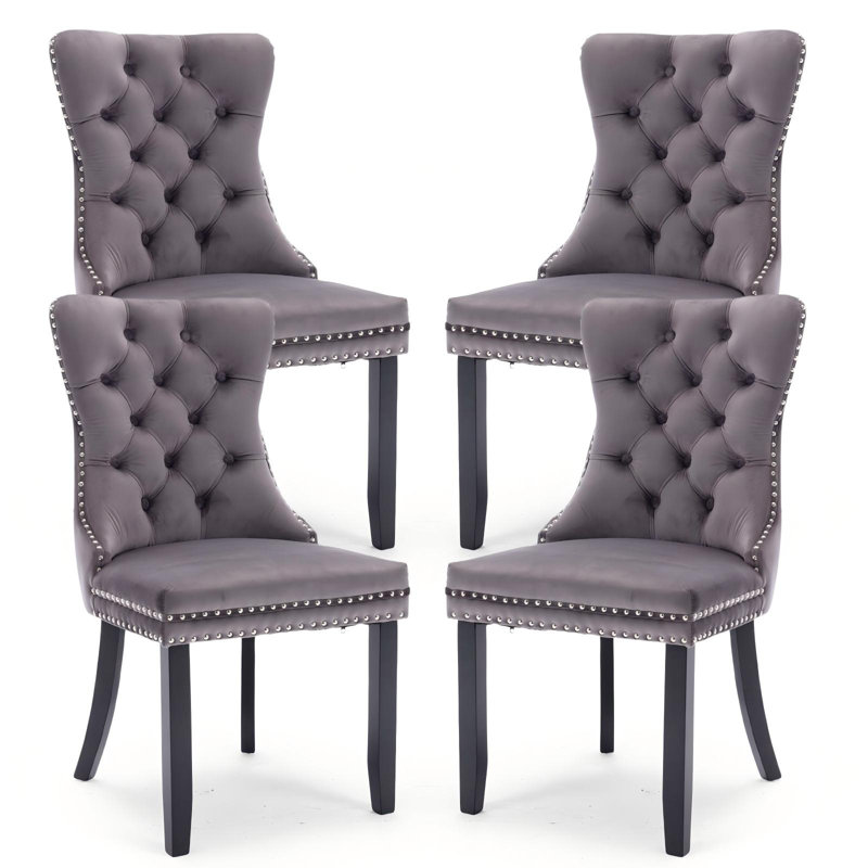 Chaises de salle à manger rembourrées Modern, Gris, Noir, noir, noir, noir