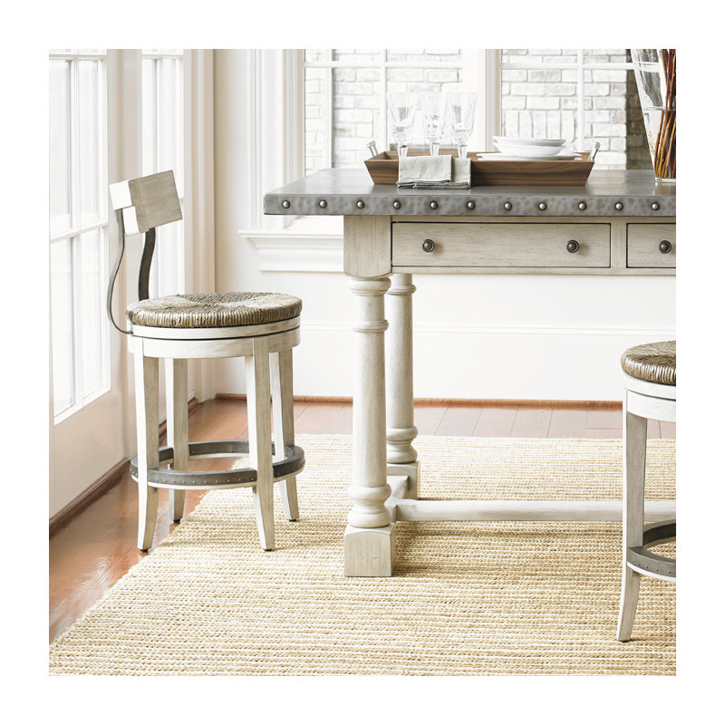 Oyster Bay Merrick Swivel Stool, Kraft Brown, Antique White, Counter Stool (24" Seat Height)
