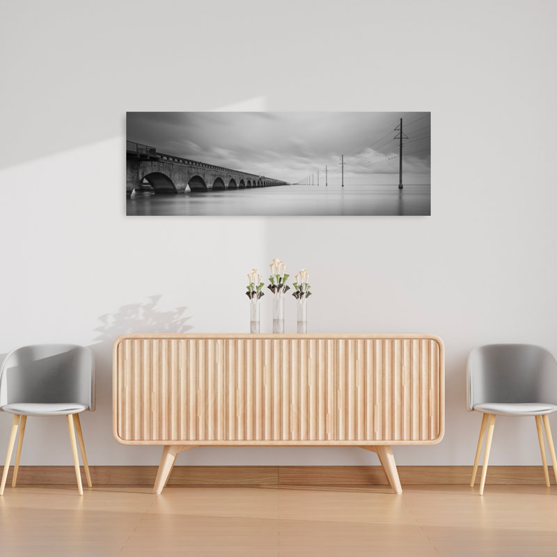 Coastal Bridge Horizon by Art Lionse - Wrapped Canvas Panoramic Print, 40.64 cm H x 121.92 cm W