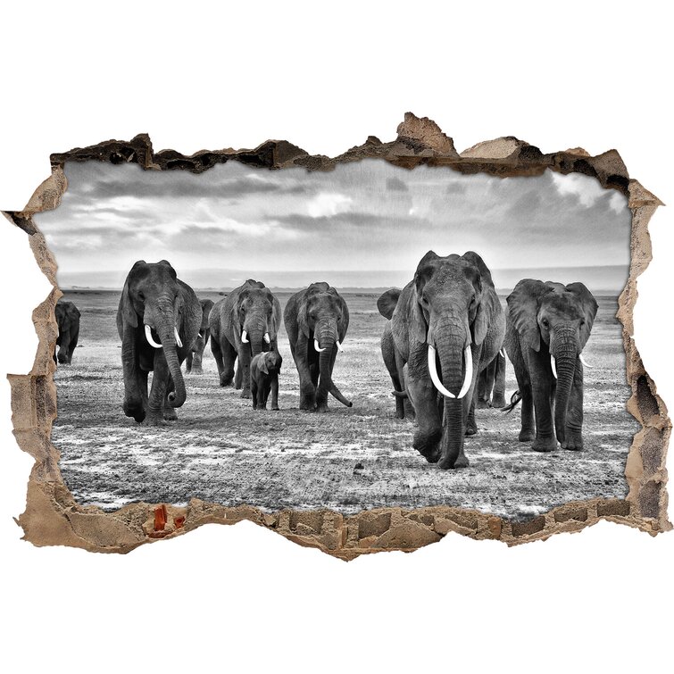 East Urban Home Wandtattoo Elefanten Familie in der Savanne