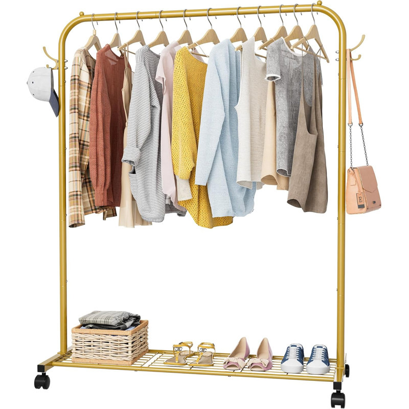 Metal Freestanding 2 - Hook Coat Rack, Gold