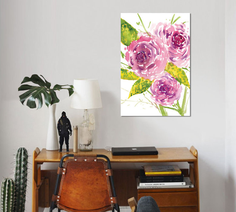 «Bouquet Rose I» par Melissa Wang - Impression sur toile tendue sur châssis, H 12 po x l 8 po x P 0,75 po, Pas de tapis