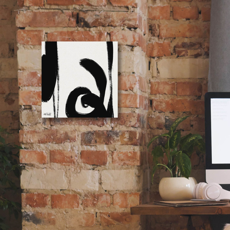 «Black and White Abstract 4» par Anne Tavoletti, art mural sur toile, H 12 po x l 12 po x P 0,75 po