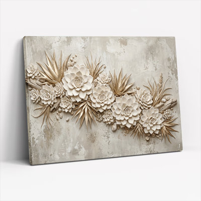 Art mural sur toile Gallery Wrap pour le salon, la chambre à coucher, le bureau ou le vestibule - Décoration murale décorative avec relief floral