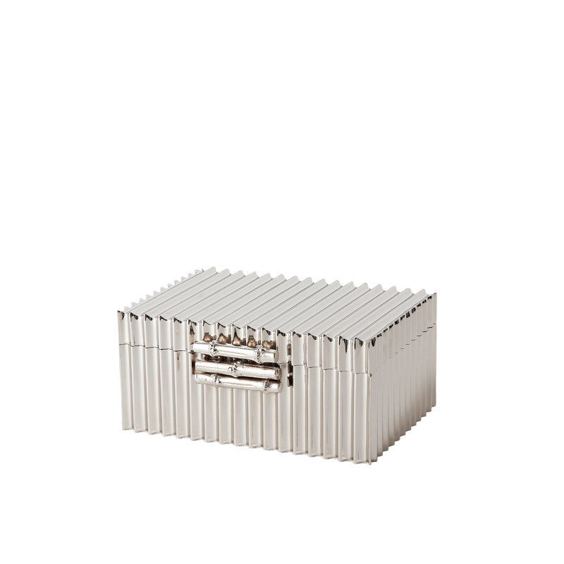 Boîte en bambou ondulé-Laiton-Lg, H 4 po x l 9 po x P 6 po, Nickel