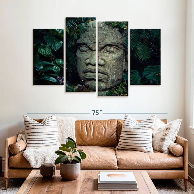 Leisha Mayan Olmec Head, 42" H x 68" W
