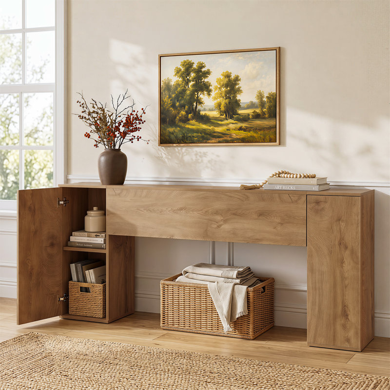 Console très longue 78,7 po avec 2 armoires cachées, table d'entrée pour le salon et le couloir