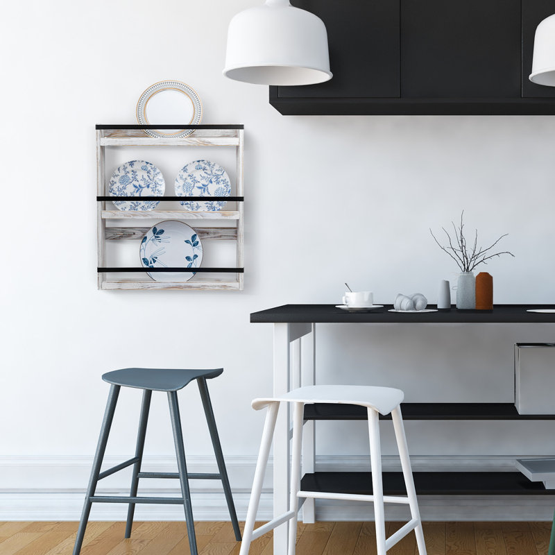 3 Tier Wall Display Wood  Shelf Rack For Plate