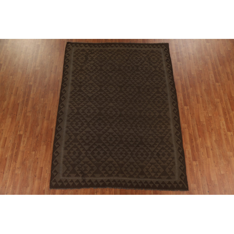 Tapis oriental foncé foncé Kilim 7 x 10
