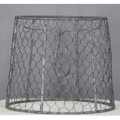 5" H Metal Chicken Wire Drum Lamp Shade ( Clip On ) in Gray