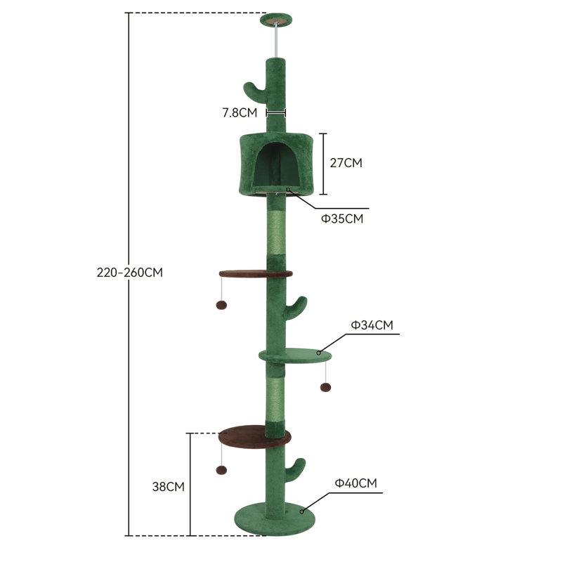 260cm H Cat Tree, Green
