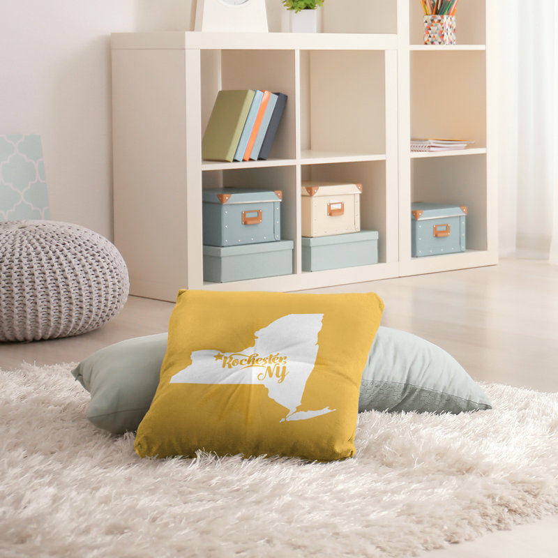 Coussin de plancher touffeté, 26 po x 26 po, Jaune, Rochester