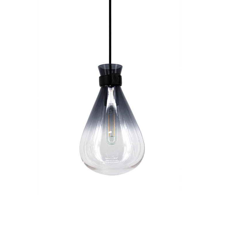 1 - Light Pendant, 11.5" H x 6" W x 1" D, Smoke/Clear