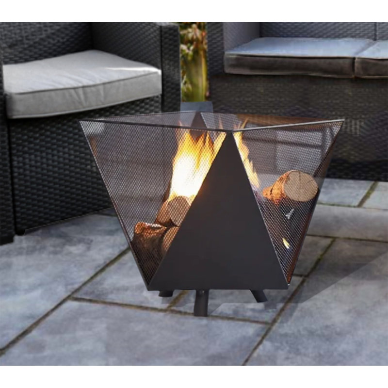 Roquemore Square Iron Smokeless Fire Pit, Black