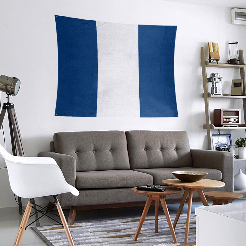 Tapisserie de polyester Toronto, Bleu / Blanc / Bleu, H 51 po x l 60 po