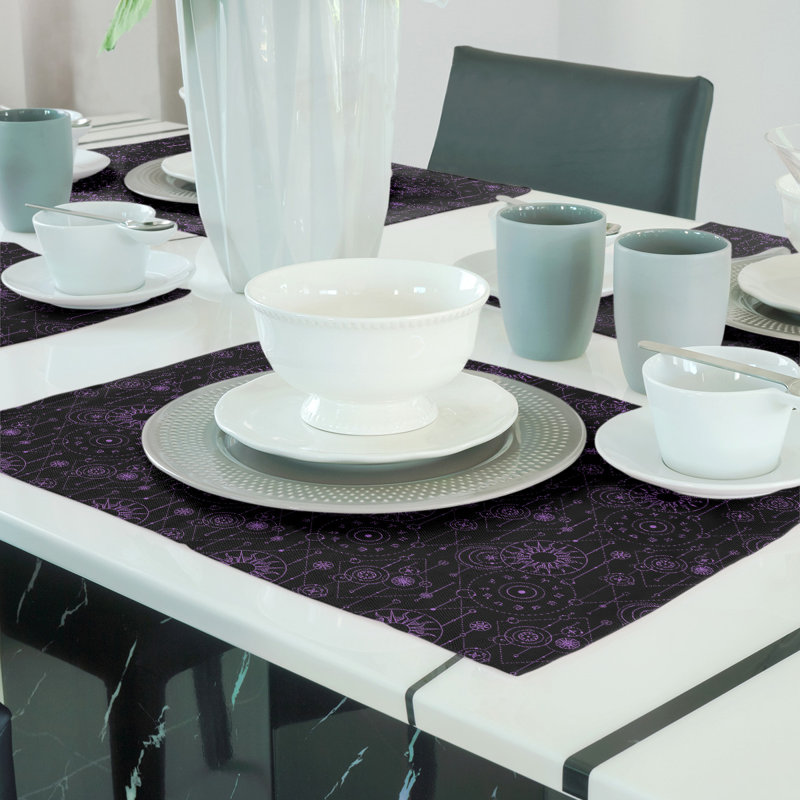 Napperon 18 "astrologie, Noir / Mauve