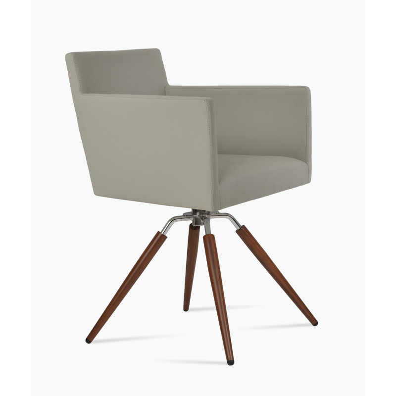 Fauteuil pivotant Harotte, Walnut, Light Grey