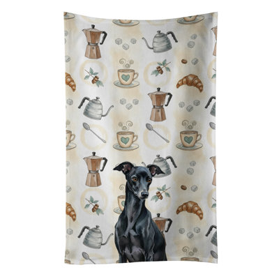 Black Italian Greyhound Coffee Bar Kitchen Towel
