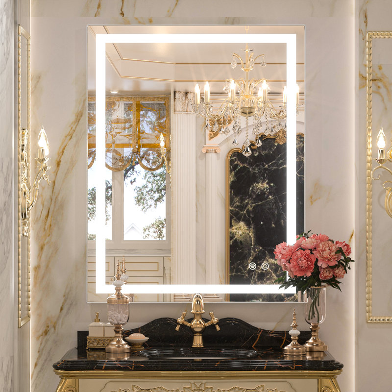 Miroir de salle de bain Lashaunte, Rectangle, 36 po x 28 po