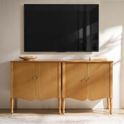 Armoire d'appoint incurvée cannelée à 2 portes avec tablettes réglables Martha