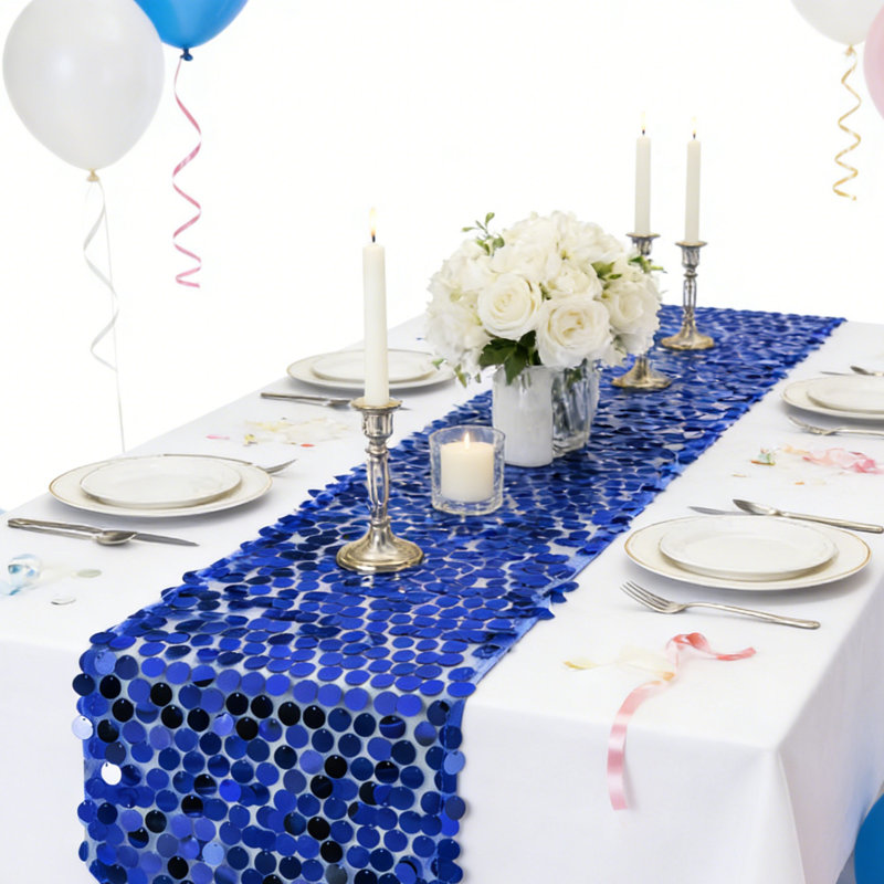 Chemin de table Sequin, Bleu foncé