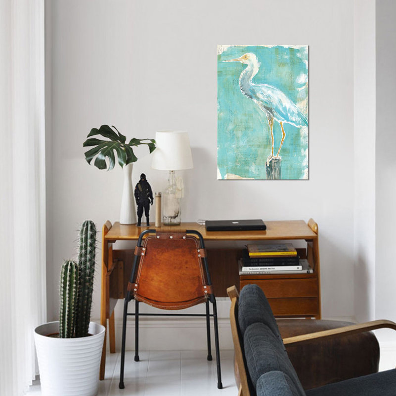 « côtier aigrette ii », reproduction d’art sur toile, H 60 po x l 40po x P 1,5 po, Toile tendue, Pas de tapis