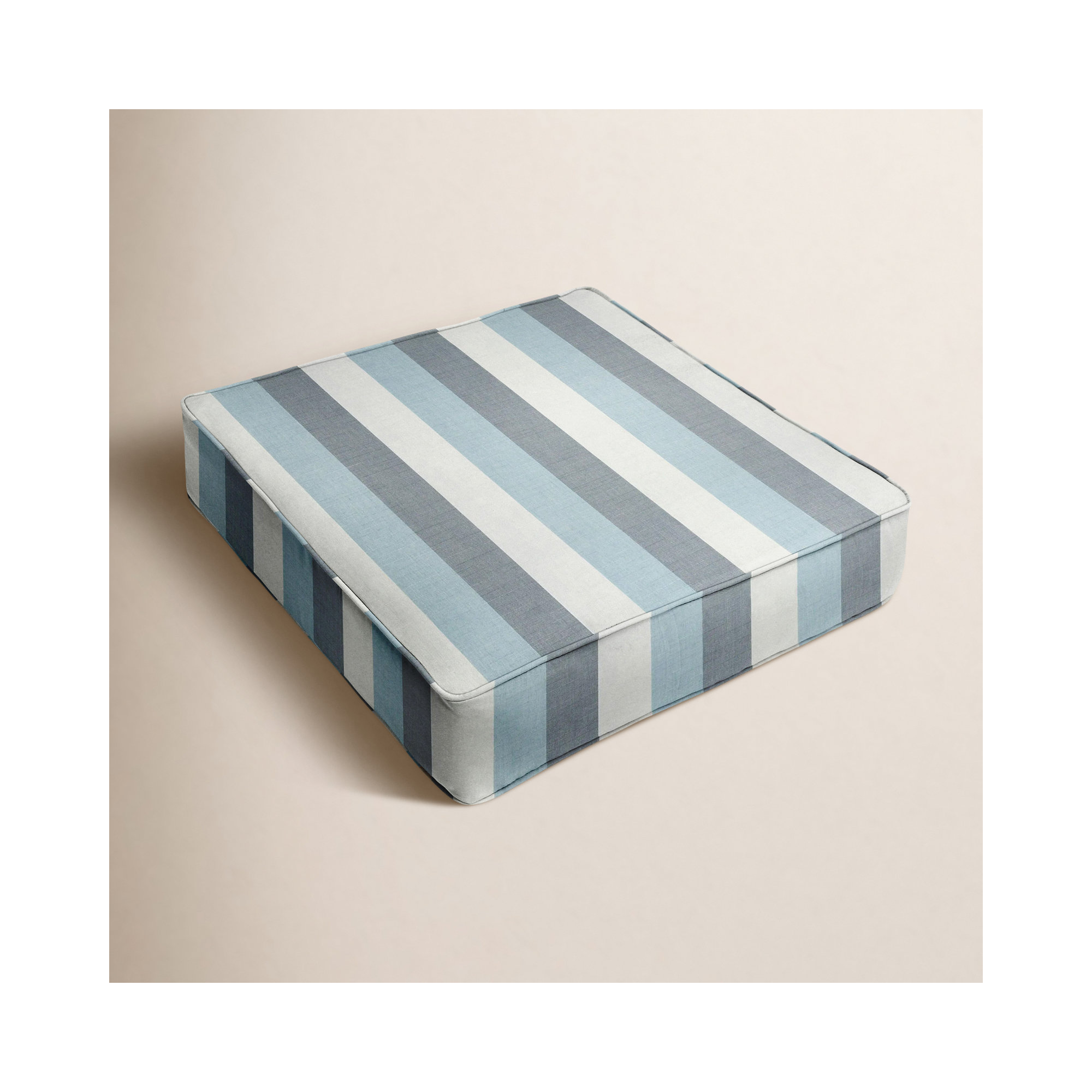 Striped Outdoor Lounge Chair Cushion, Blue Stripe Sunbrella®, 25" x 23"