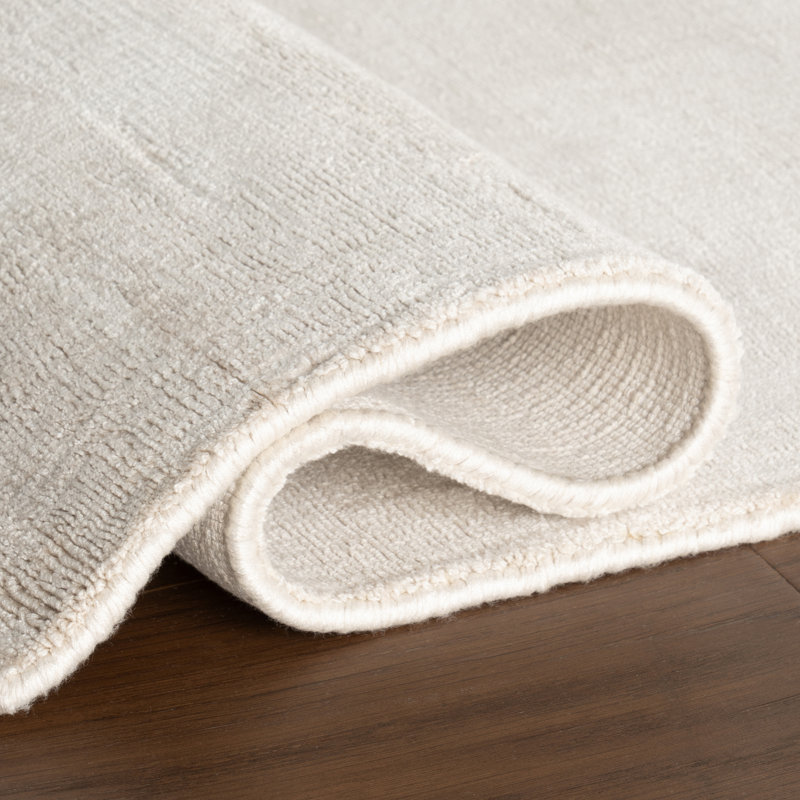 Alva Sand Hand Loom Knotted Viscose Rug, Rectangle 7'6" x 9'6"