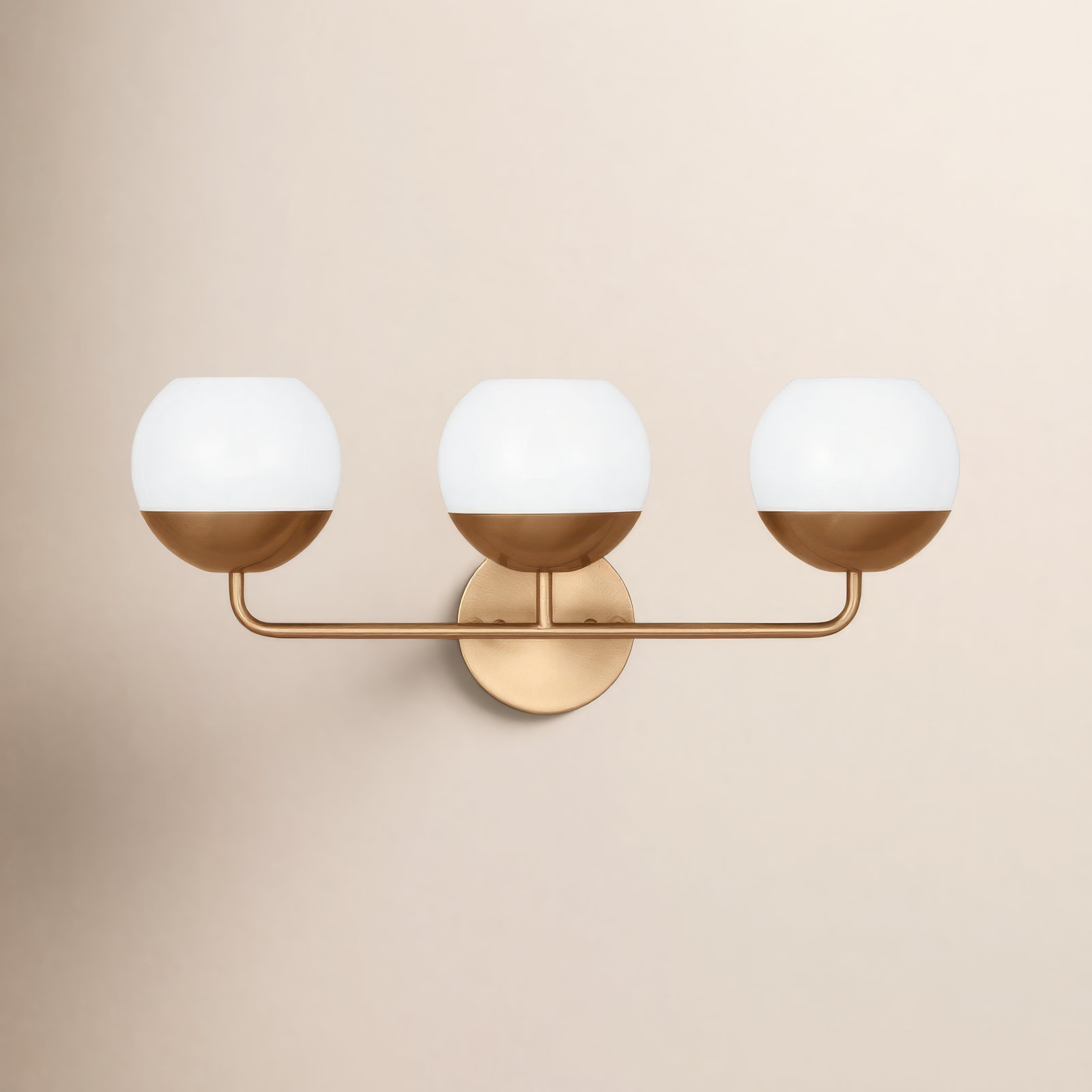 Avoca 3 Light Frosted Dimmable Vanity Light, Satin Brass
