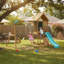 Teamson Kids Wooden Climbing Frame Swing Set with Slide & Chalkboard Sandpit